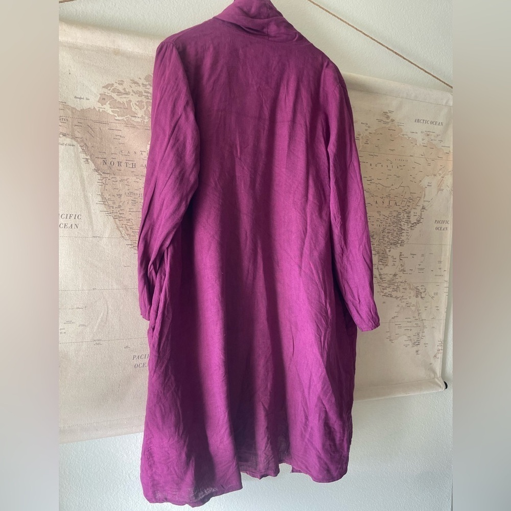 SAGA Alana Open-Front Shawl Cardigan Linen Size Large Purple - Picture 4 of 9